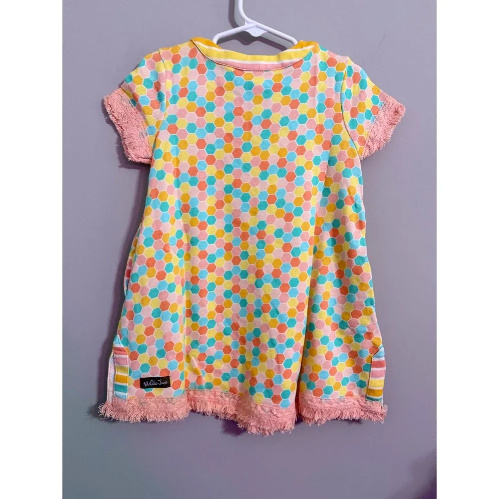 Matilda Jane‎ Girls Honeycomb Print Fringe Pink Yellow Aqua Orange swim coverup